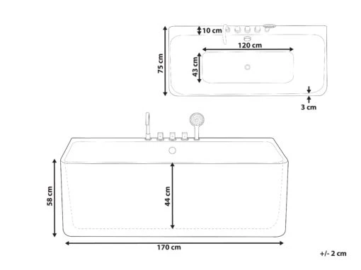 Bath 1700 X 750 Mm White QUATRE - Image 9