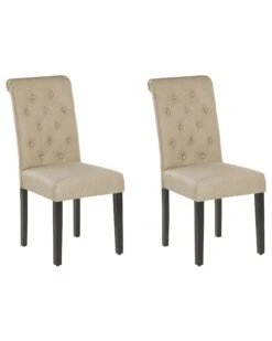 Set Of 2 Fabric Dining Chairs Beige VELVA
