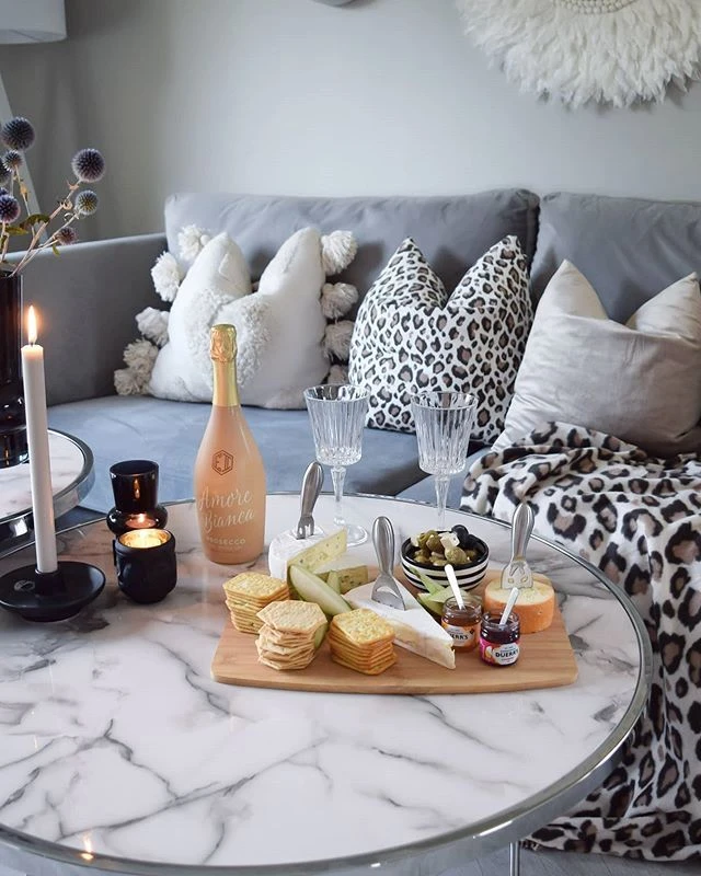 Coffee Table Marble Effect White With Silver MERIDIAN II - Image 3