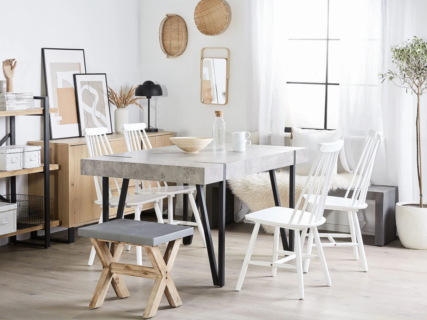 Dining Table 150 X 90 Cm Concrete Effect With Black ADENA - Image 2