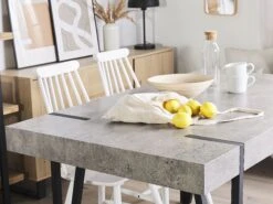 Dining Table 150 X 90 Cm Concrete Effect With Black ADENA -Furniture Store undef src sa picid 782306 type whitesh image
