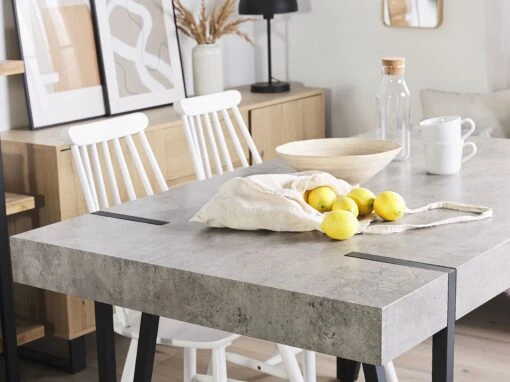 Dining Table 150 X 90 Cm Concrete Effect With Black ADENA - Image 7