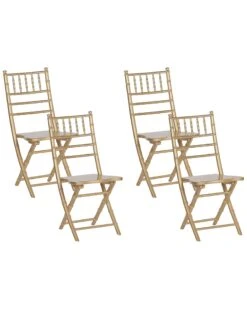Set Of 4 Wooden Chairs Gold MACHIAS