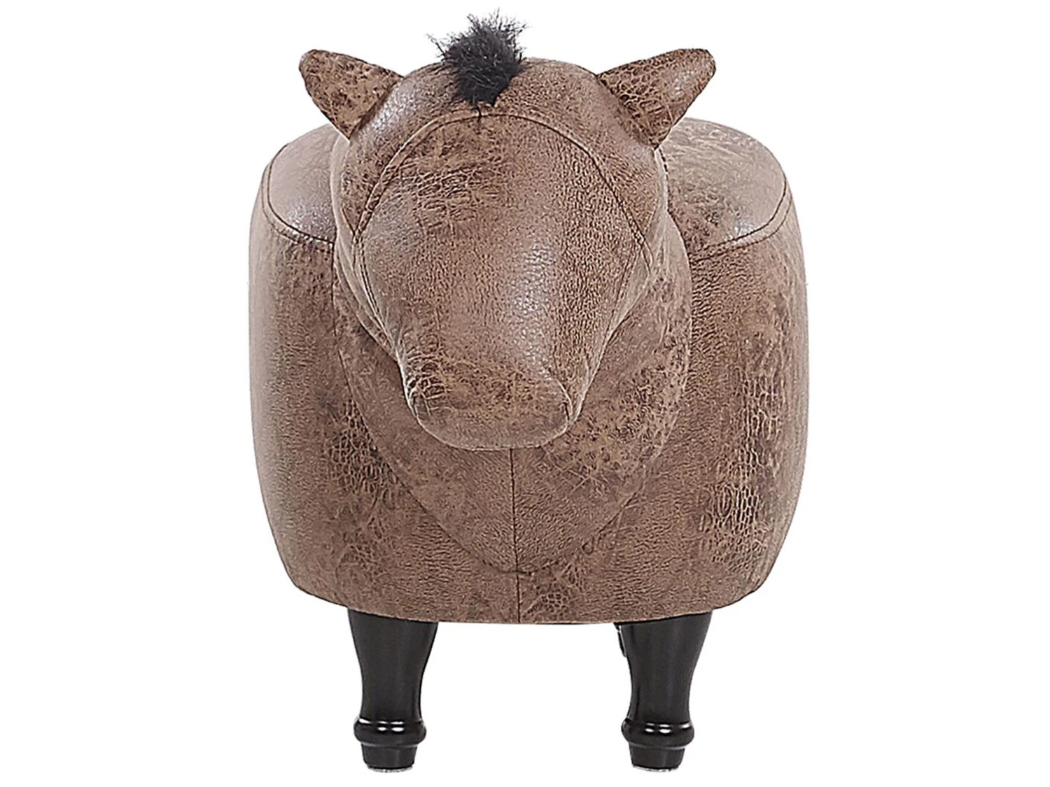 Faux Leather Animal Stool Brown HORSE - Image 3