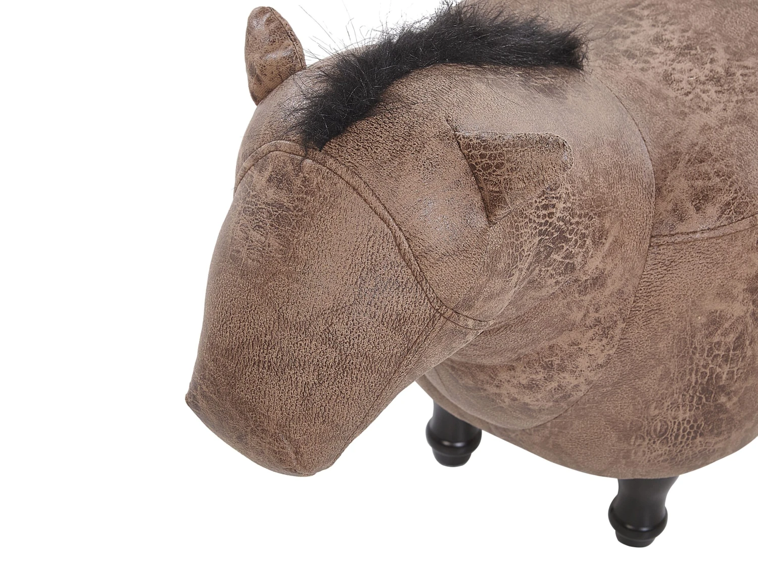 Faux Leather Animal Stool Brown HORSE - Image 5