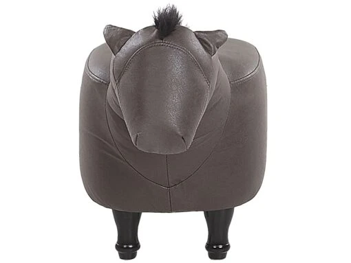Faux Leather Animal Stool Dark Brown HORSE - Image 5