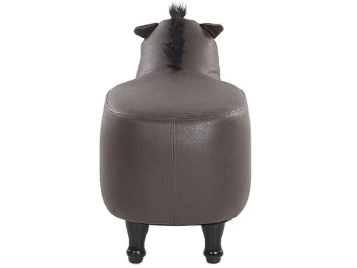 Faux Leather Animal Stool Dark Brown HORSE - Image 6