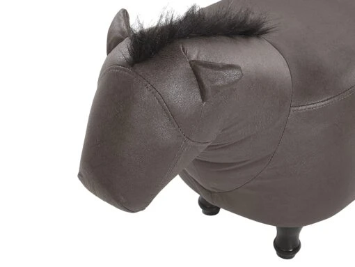 Faux Leather Animal Stool Dark Brown HORSE - Image 7