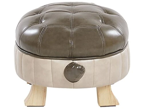Faux Leather Animal Stool Green TURTLE - Image 4