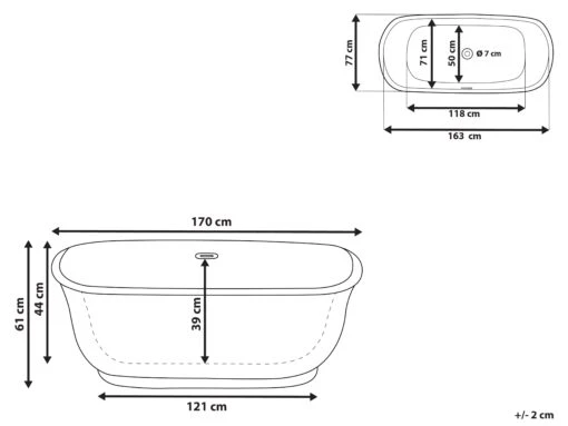 Freestanding Bath 1700 X 770 Mm Blue TESORO - Image 9