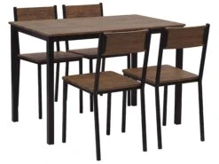 4 Seater Dining Set Dark Wood With Black HAMRY