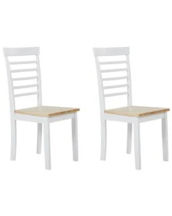 Set Of 2 Dining Chairs Light Wood And White BATTERSBY