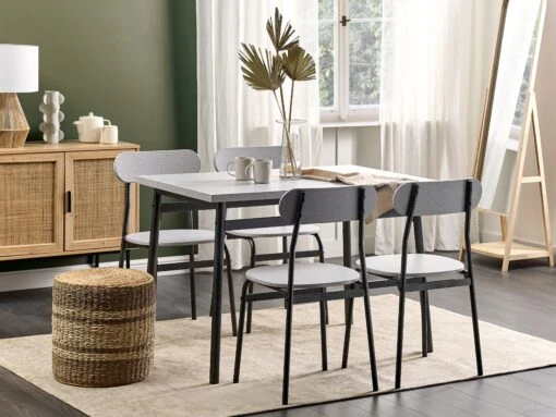 4 Seater Dining Set Grey With Black VELDEN - Image 2
