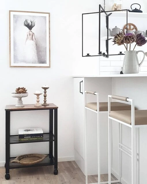 3 Tier Metal Kitchen Trolley Black BOLZANO - Image 3