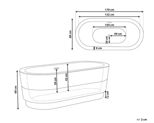 Freestanding Bath 1700 X 800 Mm Black EMPRESA - Image 9