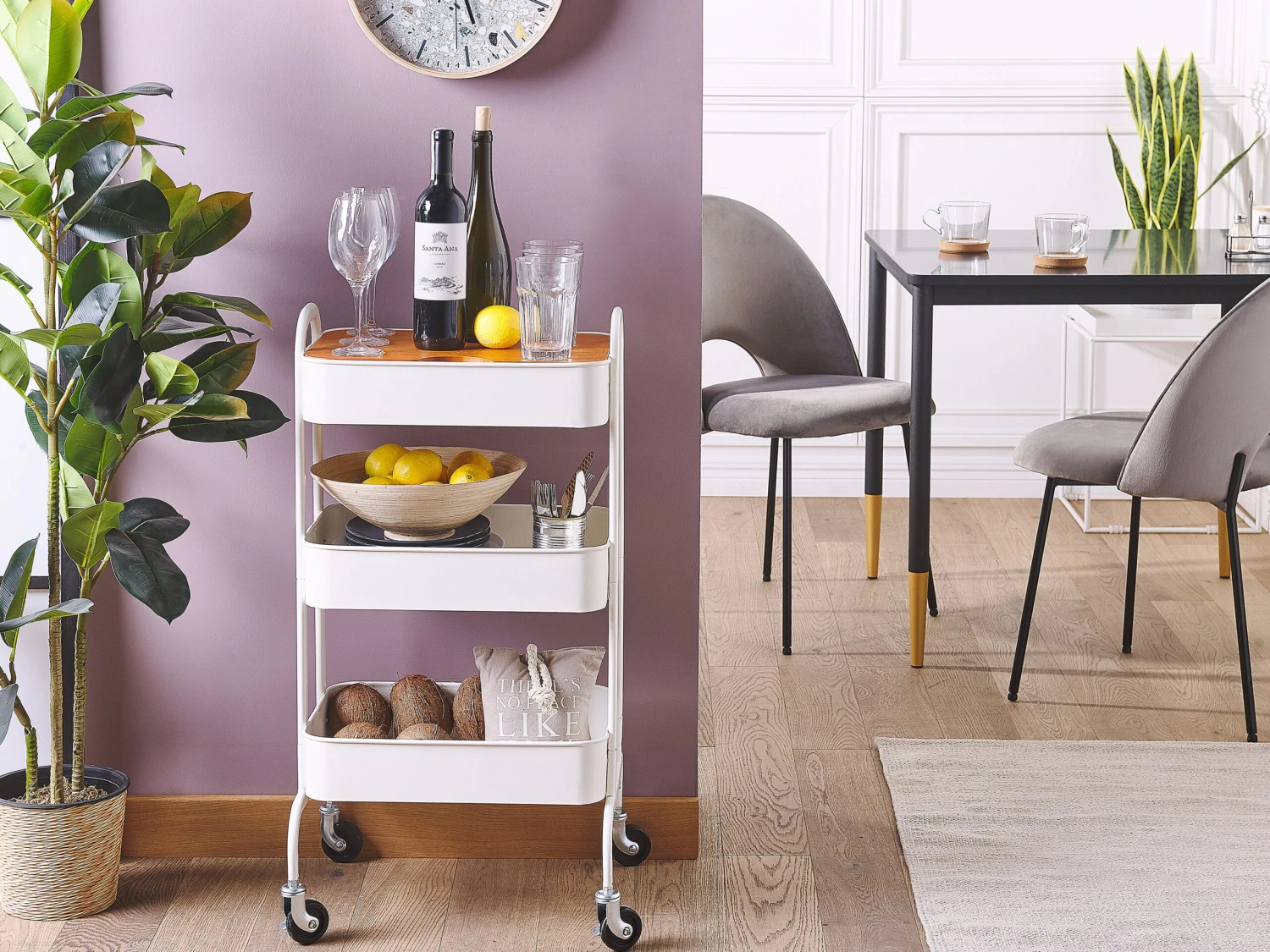 Metal 3 Tier Kitchen Trolley White LUCCA - Image 2