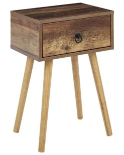 1 Drawer Bedside Table Dark Wood BATLEY