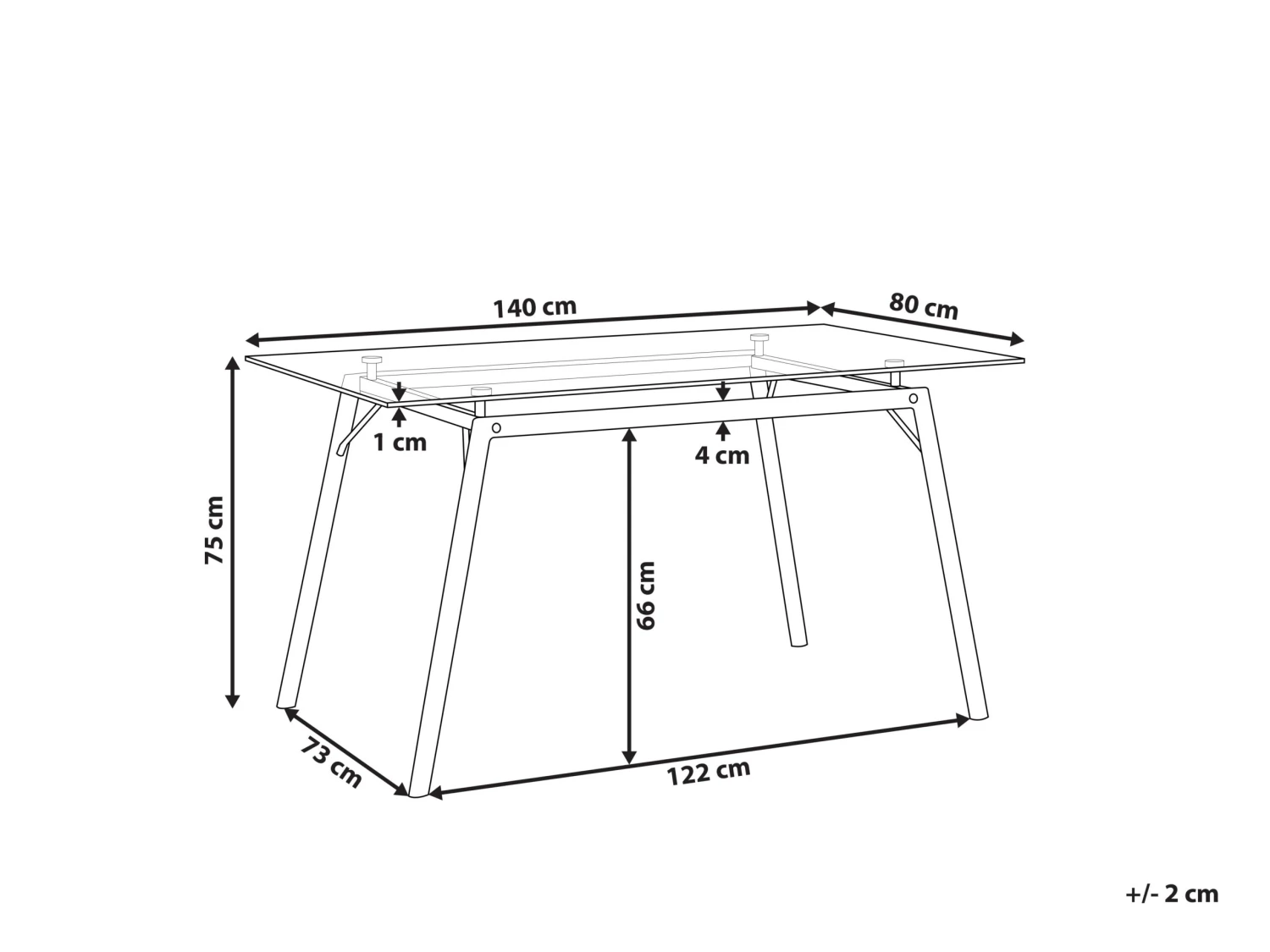Glass Top Dining Table 140 X 80 Cm KAMINA - Image 6