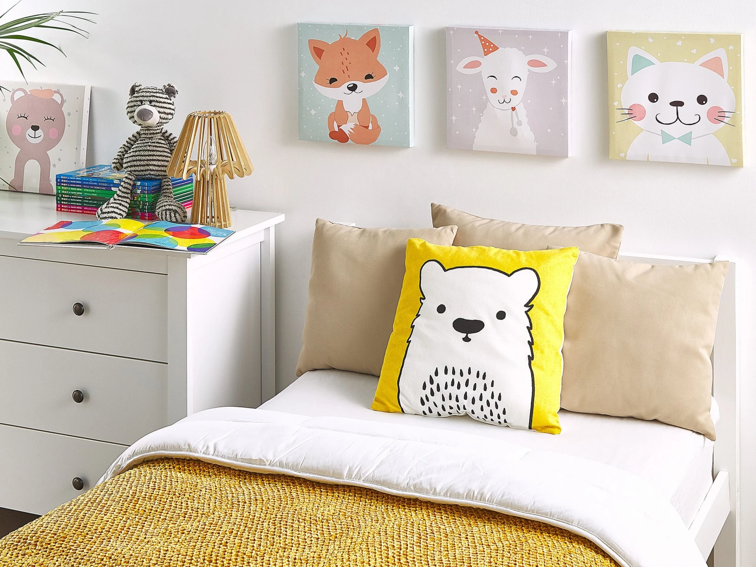 Cotton Kids Cushion Bear 45 X 45 Cm Yellow WARANASI - Image 2
