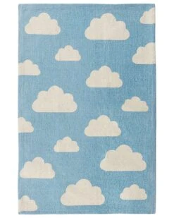 Cotton Kids Rug Cloud Print 60 X 90 Cm Blue GWALIJAR