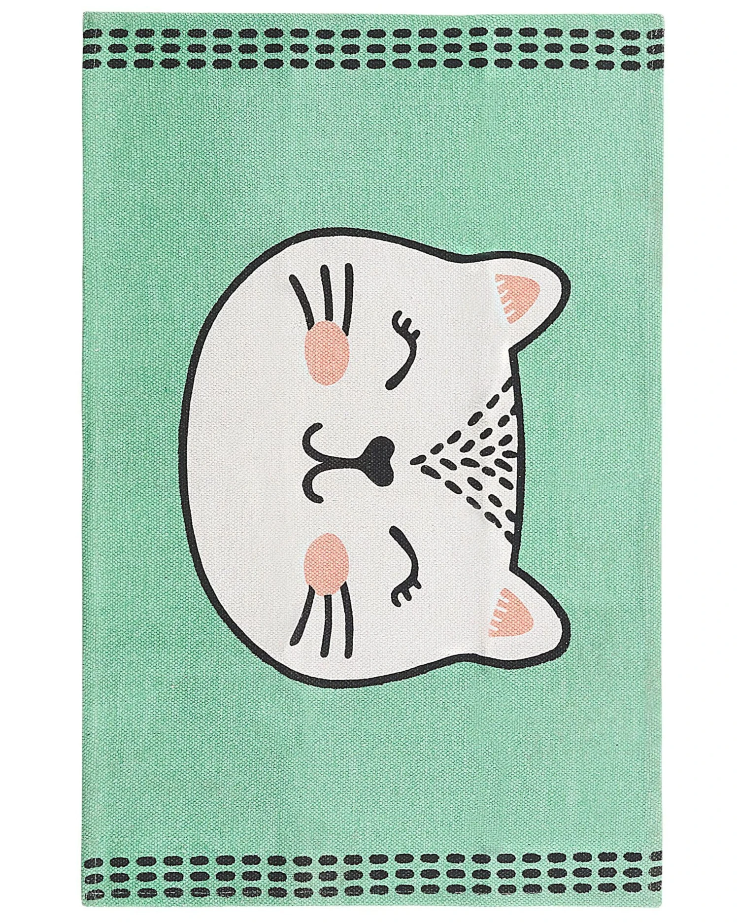 Cotton Kids Rug Cat Print 60 X 90 Cm Green HOWRAH
