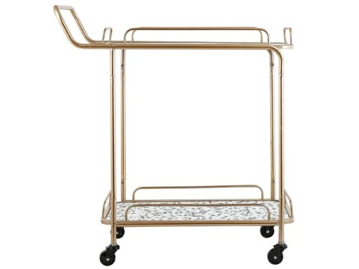 Metal Drinks Trolley Gold With Terrazzo Effect GALENA - Image 4