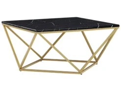 Coffee Table Black Marble Effect With Gold MALIBU