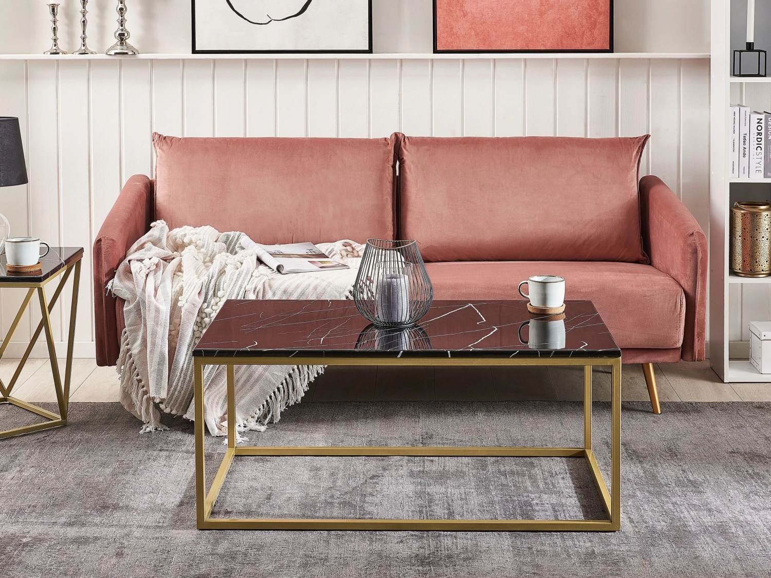 Coffee Table Black Marble Effect With Gold DELANO - Image 2