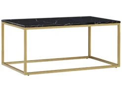 Coffee Table Black Marble Effect With Gold DELANO