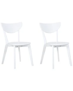 Set Of 2 Wooden Dining Chairs White ROXBY