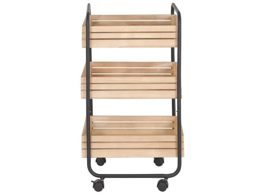 3 Tier Kitchen Trolley Light Wood With Black FORMIA - Image 3