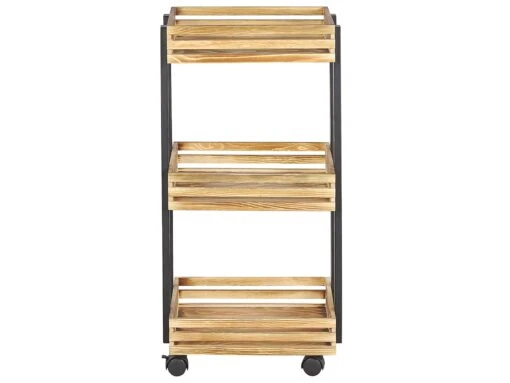 3 Tier Kitchen Trolley Light Wood With Black LETINO - Image 3