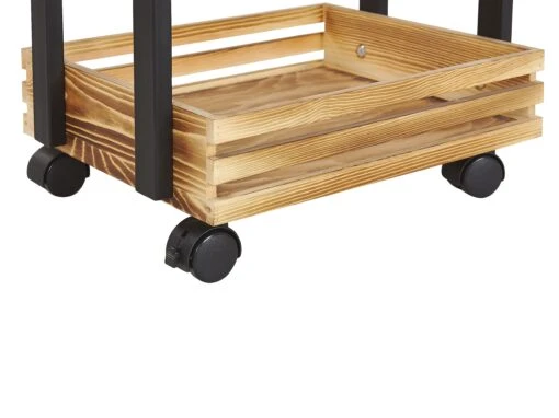 3 Tier Kitchen Trolley Light Wood With Black LETINO - Image 4