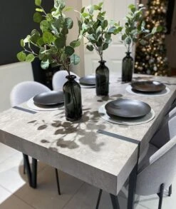 Dining Table 150 X 90 Cm Concrete Effect With Black ADENA -Furniture Store undef src sa picid 792332 type whitesh image