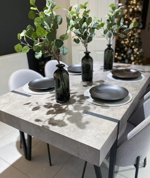 Dining Table 150 X 90 Cm Concrete Effect With Black ADENA - Image 3