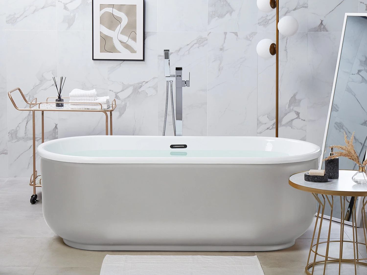 Freestanding Bath 1700 X 800 Mm Silver PINEL - Image 2