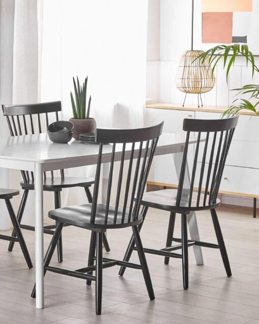 Set Of 2 Wooden Dining Chairs Black BURGES - Image 2