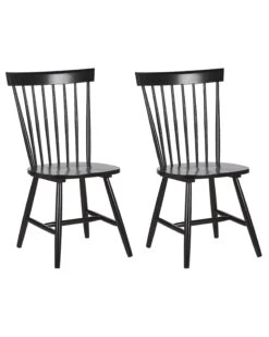Set Of 2 Wooden Dining Chairs Black BURGES