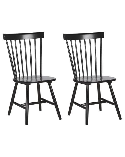 Set Of 2 Wooden Dining Chairs Black BURGES