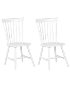 Set Of 2 Wooden Dining Chairs White BURGES