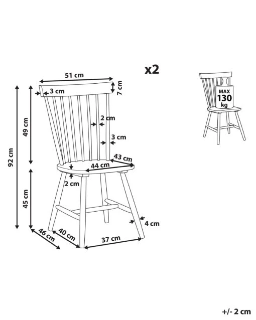 Set Of 2 Wooden Dining Chairs Black BURGES - Image 10
