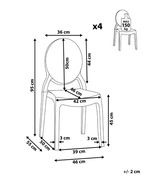 Set Of 4 Dining Chairs Black MERTON - Image 7