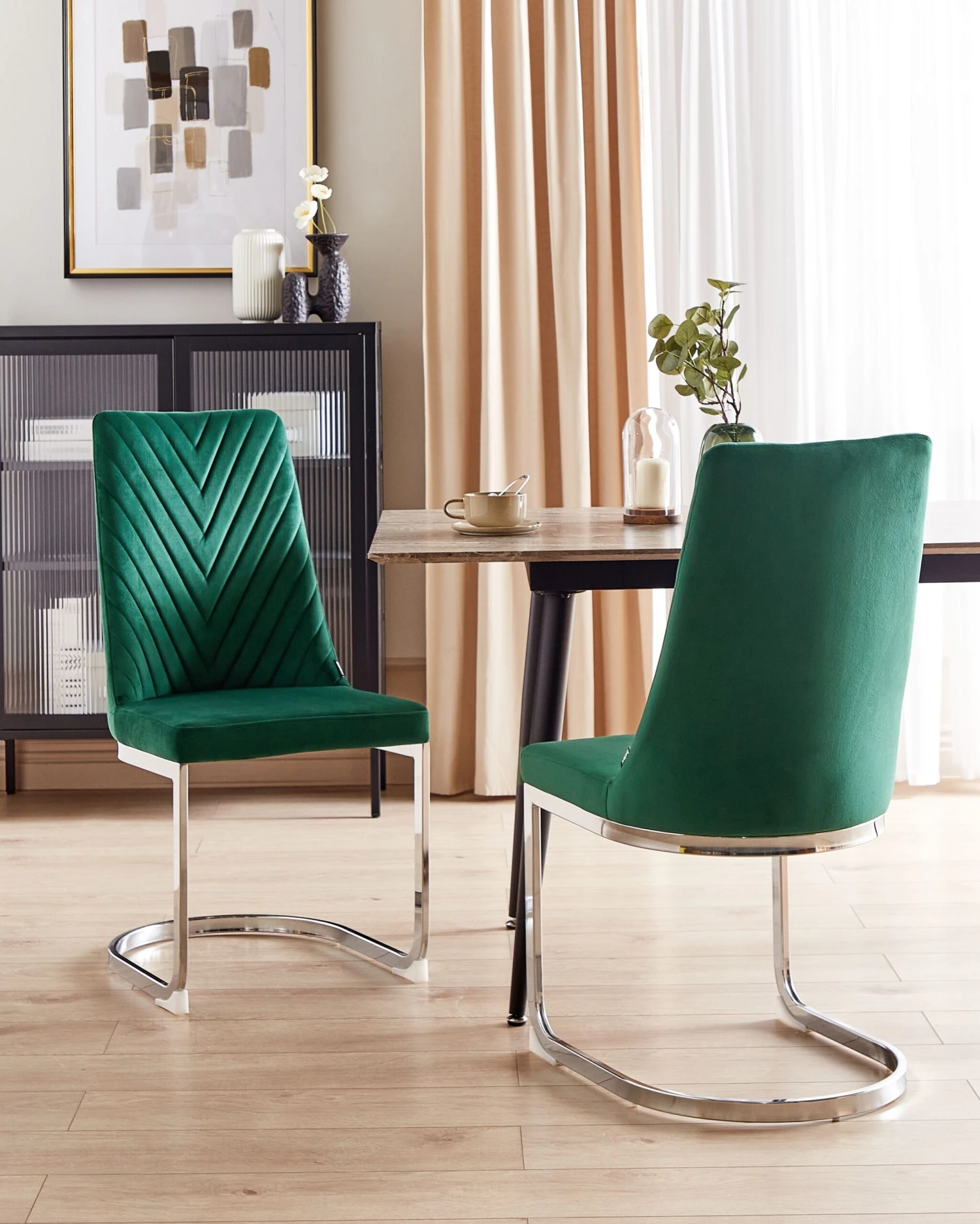 Set Of 2 Velvet Dining Chairs Green ALTOONA - Image 2