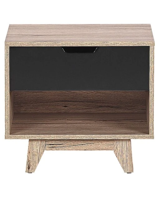 1 Drawer Bedside Table Light Wood With Black SPENCER - Image 4