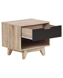 1 Drawer Bedside Table Light Wood With Black SPENCER -Furniture Store undef src sa picid 797283 type whitesh image