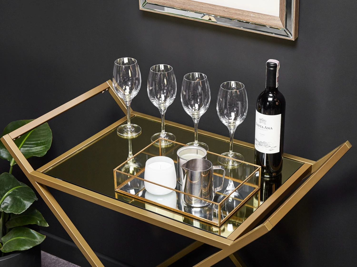 Metal Drinks Trolley With Mirrored Top Gold IVERA - Image 3