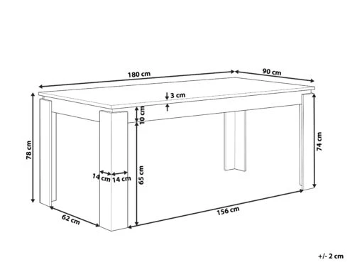 Dining Table 180 X 90 Cm Dark Wood VITON - Image 7