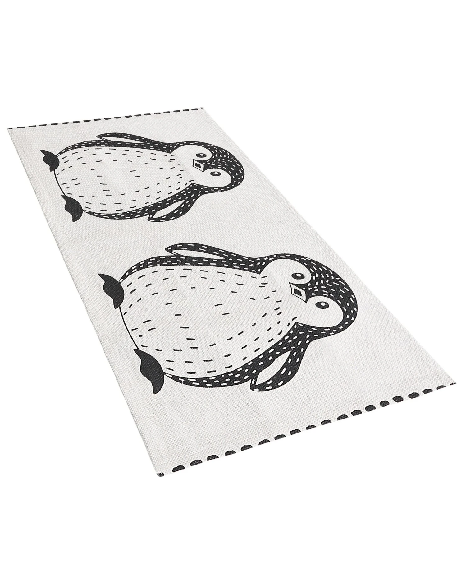 Cotton Kids Rug Penguin Print 60 X 90 Cm Black And White HAJDARABAD - Image 3