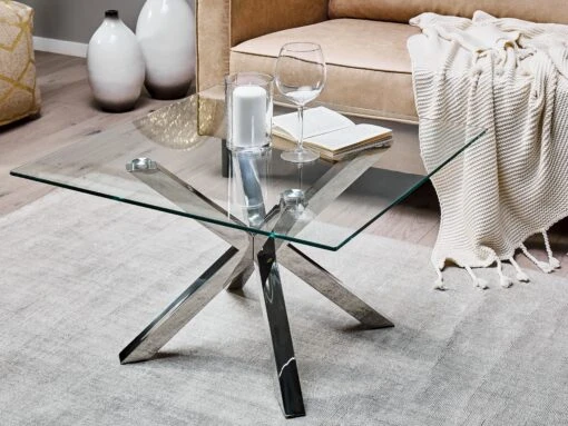 Glass Top Coffee Table Silver STARLIGHT - Image 2