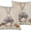 Set Of 2 Cushions Rabbit Print 45 X 45 Cm Taupe BUXUS
